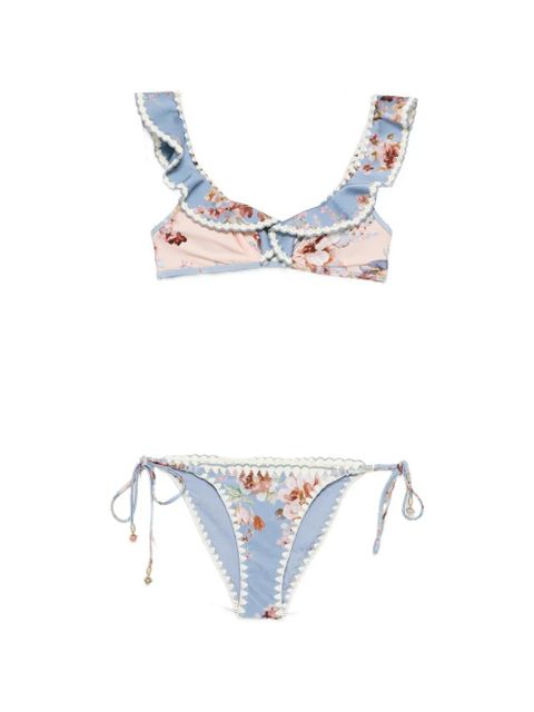 ZIMMERMANN ruffled floral bikini - Blue - zdjęcie produktu nr 1