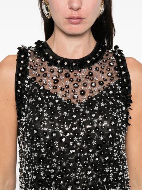 Maje beaded-sleeveless mini dress - Black