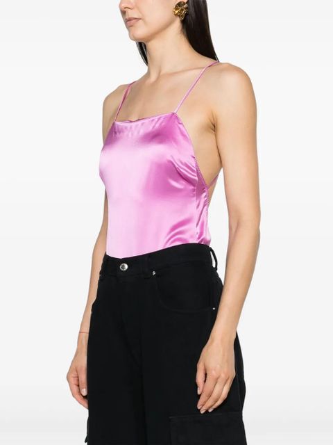 Max Mara square-neck silk bodysuit - Pink