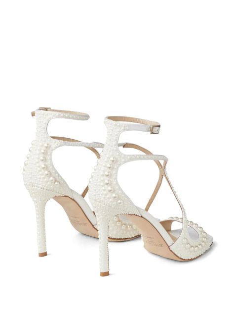 Jimmy Choo Azia 95mm pearl-embellished sandals - White - zdjęcie produktu nr 2
