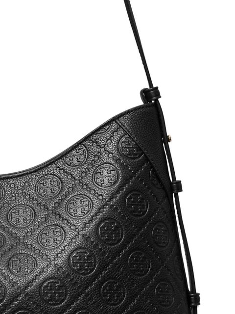 Tory Burch T Monogram pebble-leather shoulder bag - Black