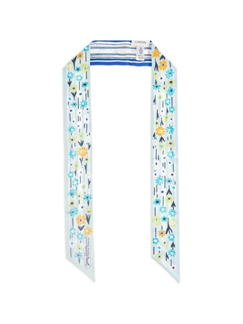 Lanvin floral-print striped scarf - Blue - zdjęcie produktu nr 1