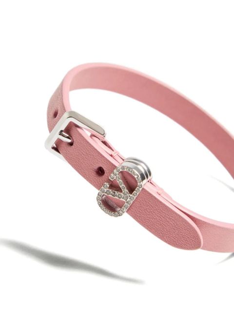 Valentino Garavani Ovalette Swarovski®-crystal leather bracelet - Pink