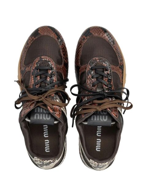 Miu Miu snakeskin-effect leather sneakers - Brown - zdjęcie produktu nr 2