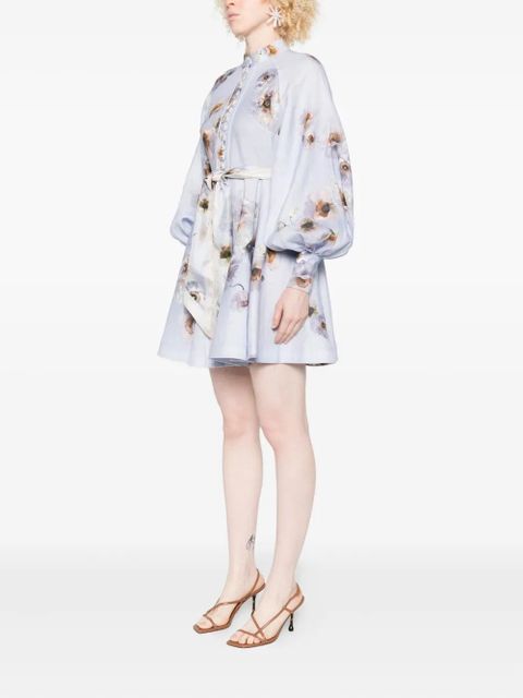 ZIMMERMANN floral-print linen mini dress - Purple