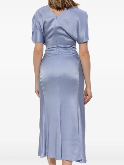 Victoria Beckham puff-sleeved ruched dress - Blue