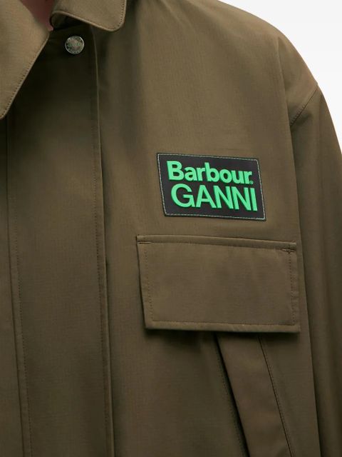GANNI x Barbour ruffled-detail coat - Green - zdjęcie produktu nr 2