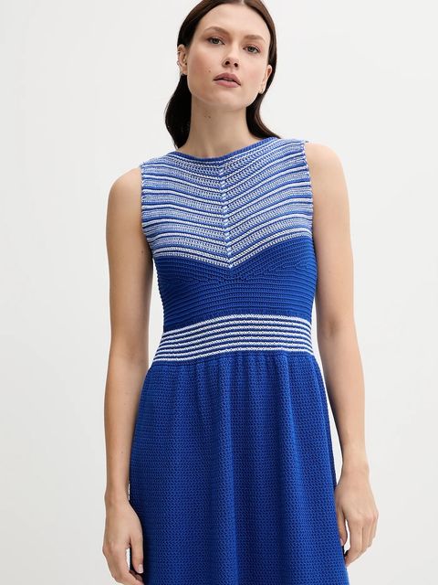 United Colors of Benetton sukienka kolor niebieski maxi rozkloszowana 1194EV02A