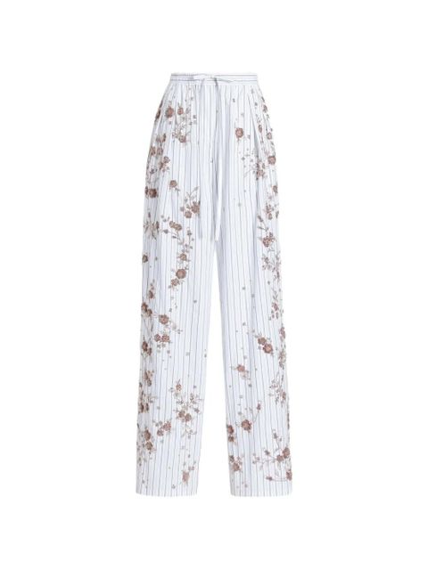 Dolce & Gabbana Poplin Trousers with Thread Floral Embroidery and Rhinestones - White - zdjęcie produktu nr 1