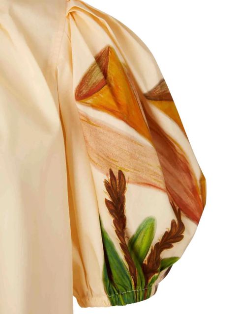 Ulla Johnson Las Olas puffed-sleeve botanical-print top - Neutrals