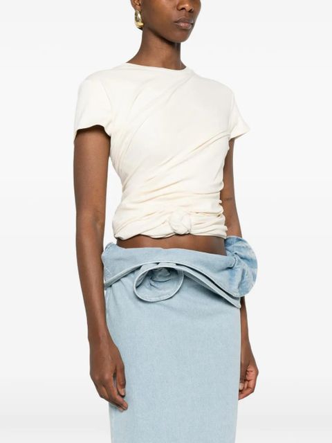 Magda Butrym side-knot detail T-shirt - Neutrals