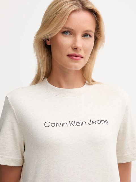 Calvin Klein Jeans t-shirt bawełniany damski kolor beżowy LV047C912G