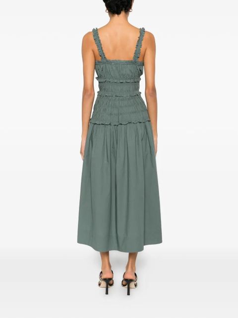 DÔEN ruffled scoop-neck midi dress - Green