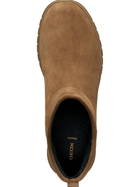 Geox botki zamszowe D FLEXTRIDE damskie kolor brązowy na płaskim obcasie D569AA 00022 C6372