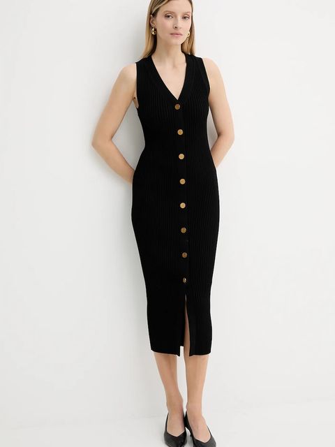 MICHAEL Michael Kors sukienka kolor czarny midi dopasowana MT5832533D