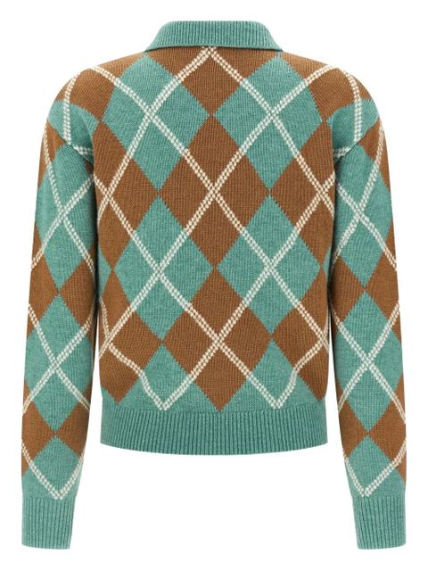 Guest In Residence argyle-pattern wool-cashmere polo shirt - Blue