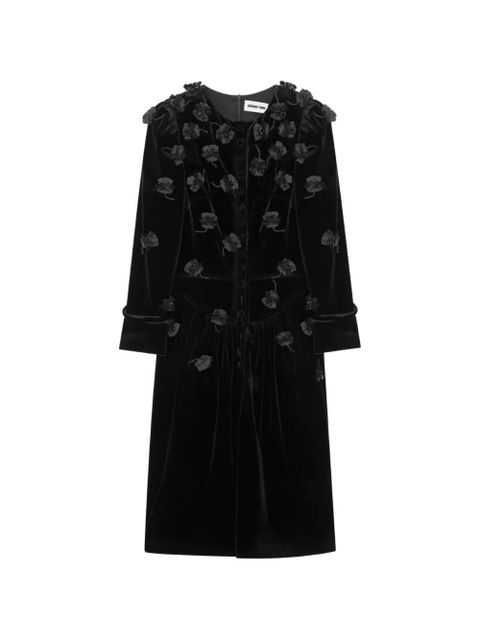 SHUSHU/TONG floral -ppliqué round-neck midi dress - Black - zdjęcie produktu nr 1