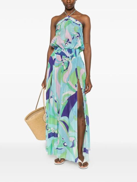 PUCCI smocked-detail printed dress - Blue - zdjęcie produktu nr 2