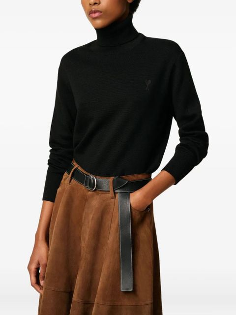 AMI Paris Ami De Coeur wool turtle-neck sweater - Black