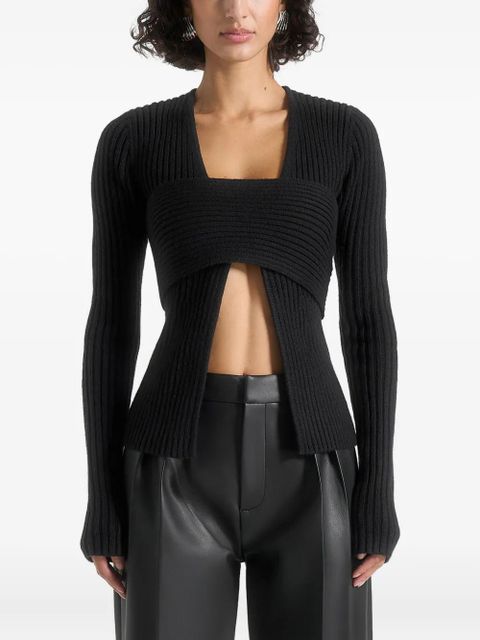 Manière De Voir Marisa ribbed bandeau cardigan - Black - zdjęcie produktu nr 1