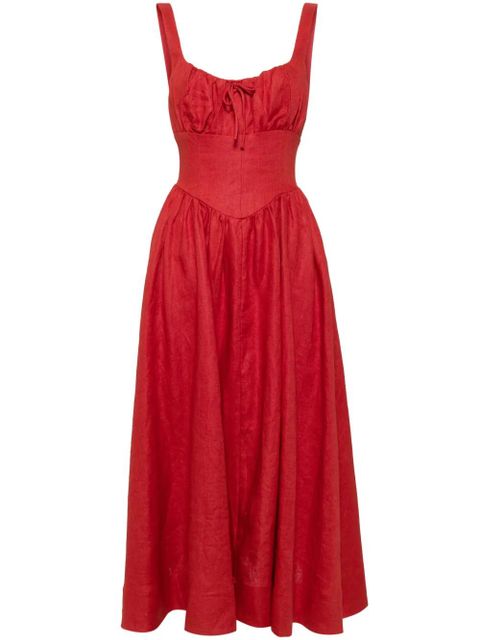 Reformation Balia linen midi dress - Red - zdjęcie produktu nr 1