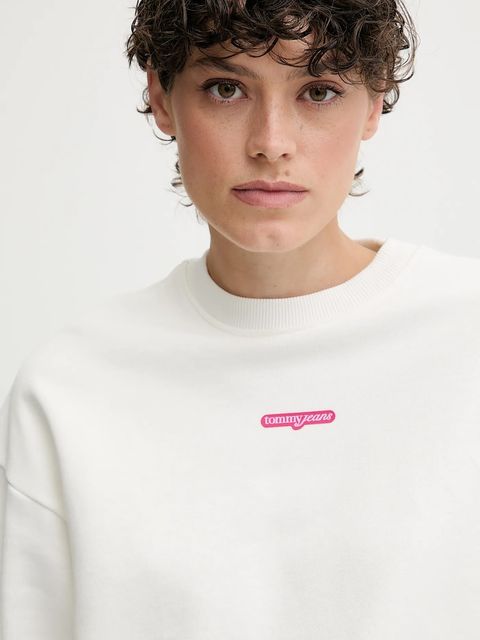 Tommy Jeans bluza bawełniana damska kolor biały z nadrukiem DW0DW20947