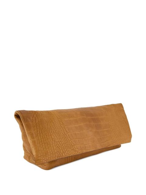 Johanna Ortiz crocodile-embossed clutch bag - Brown