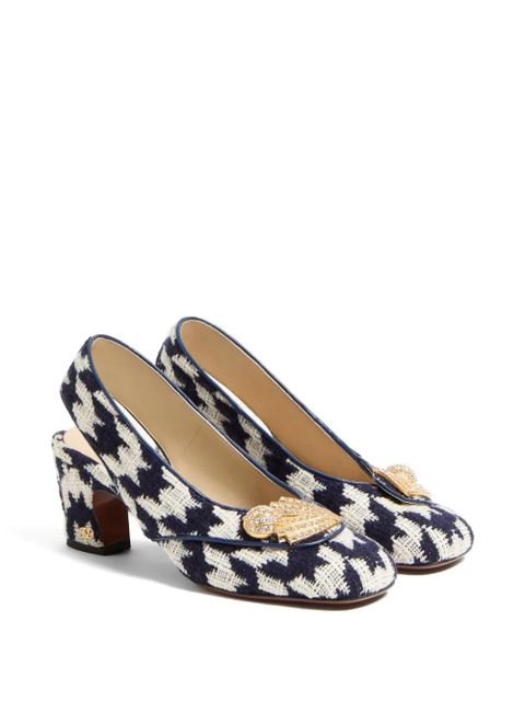 Valentino Garavani Adamantine houndstooth-patterned slingback-detailed pumps - White - zdjęcie produktu nr 2