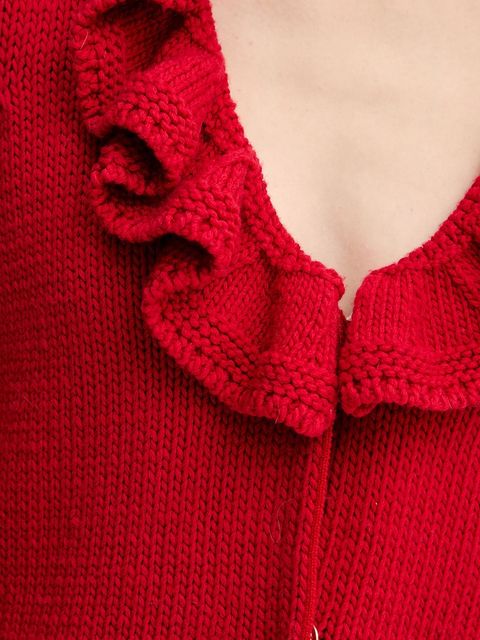 Luisa Spagnoli kardigan wełniany damski kolor czerwony ciepły 100274