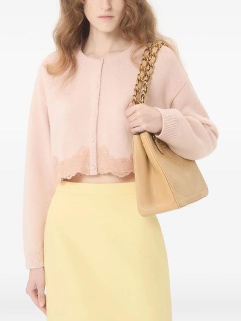 Valentino Garavani lace-trim wool cardigan - Pink