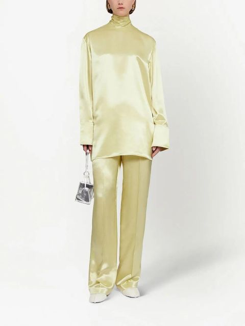 Jil Sander roll-neck satin blouse - Green - zdjęcie produktu nr 2