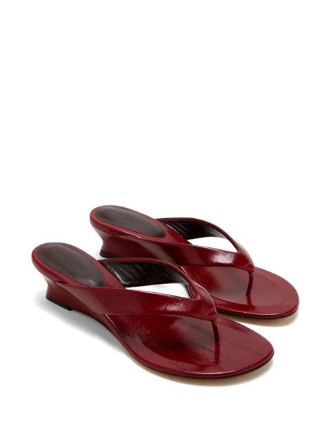 Le Monde Beryl leather wedge sandals - Red - zdjęcie produktu nr 2
