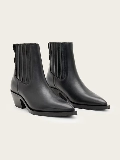 AllSaints sztyblety skórzane Marcie Chelsea damskie kolor czarny na słupku W017FD - zdjęcie produktu nr 2