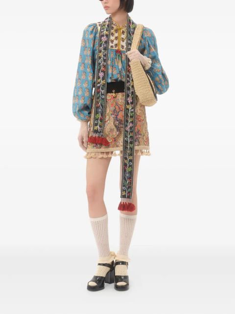 Valentino Garavani Petales d'Amour-print lurex top - Blue