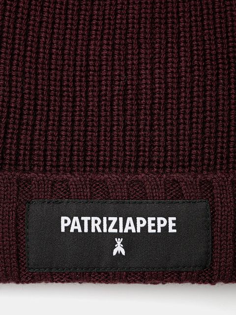 Patrizia Pepe czapka z dodatkiem wełny kolor bordowy 2F0111 K9O3A