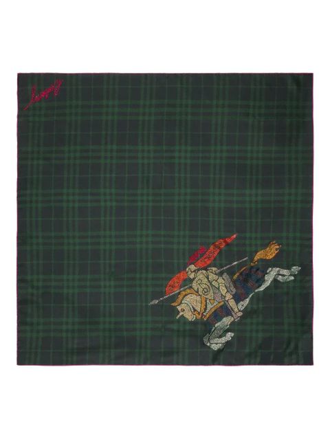 Burberry check crystal-embellishment silk scarf - Green - zdjęcie produktu nr 1