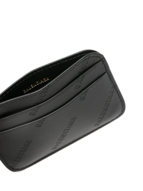 Balenciaga logo-debossed leather cardholder - Black