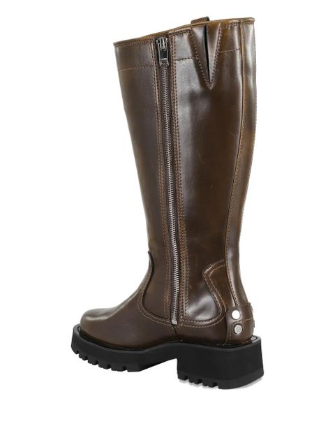 GANNI buckle-detail leather boots - Brown