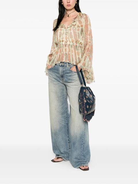 ETRO ruffled paisly-print blouse - Green - zdjęcie produktu nr 2