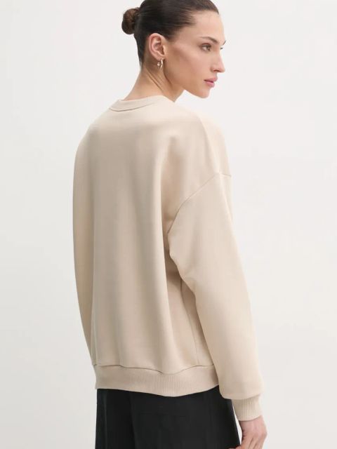 La Mania bluza bawełniana damska kolor beżowy z aplikacją CHILL
