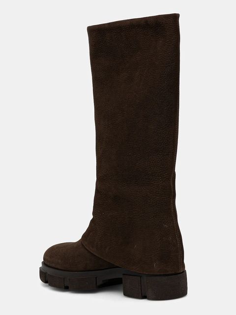 Copenhagen kozaki nubukowe damskie kolor brązowy na płaskim obcasie CPH554 nabuc