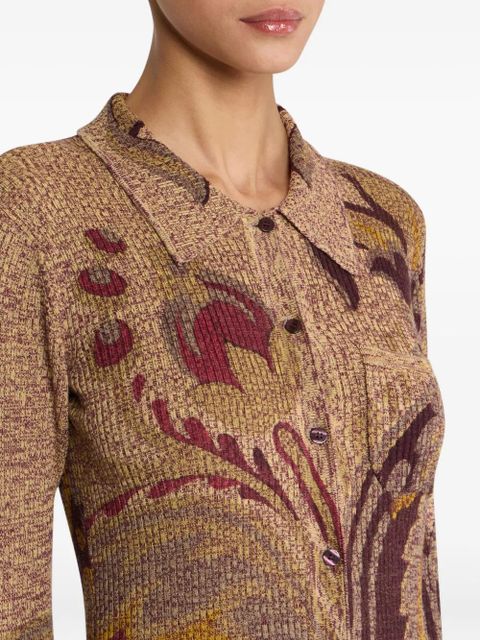 ETRO ribbed floral-print cardigan - Brown