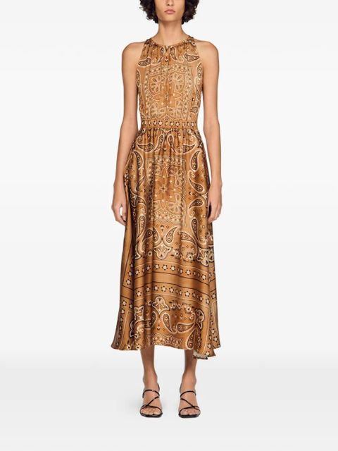 SANDRO bandana-print maxi dress - Brown