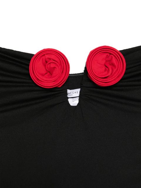 La Reveche Alya floral-appliqué swimsuit - Black