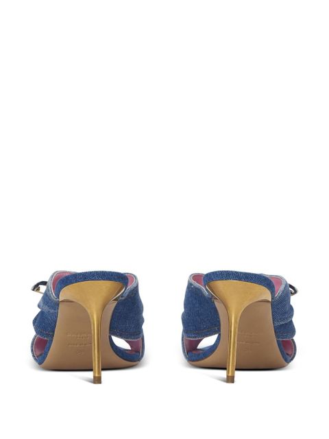 Balmain saftey-pin denim mules - Blue