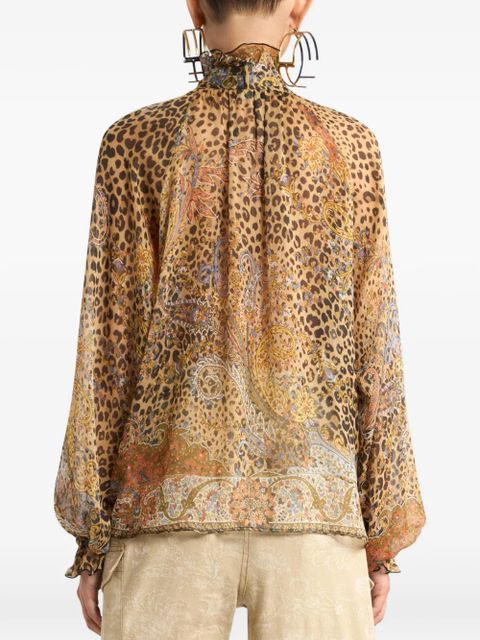 ETRO scarf paisley animal silk top - Neutrals