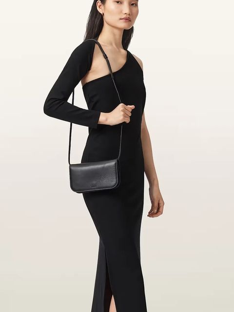 AllSaints torebka skórzana MAEVE kolor czarny W268XD