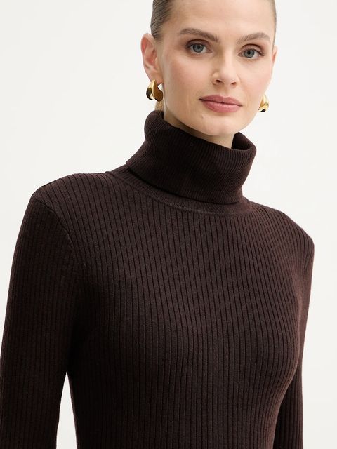 Morgan sukienka z domieszką wełny kolor brązowy mini dopasowana RMCAFE