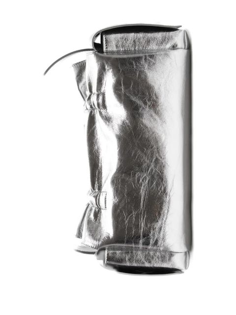 Acne Studios metallic-leather drawstring tote bag - Silver