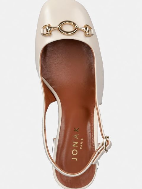 Jonak czółenka skórzane DECOUV CUIR VIEILLI Ecru